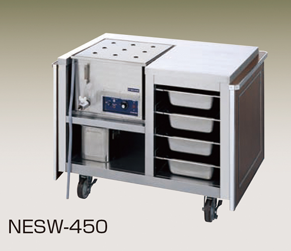 幅1175 奥行770 ニチワ電機 電気蒸し器ワゴン NESW-450 - 業務用調理